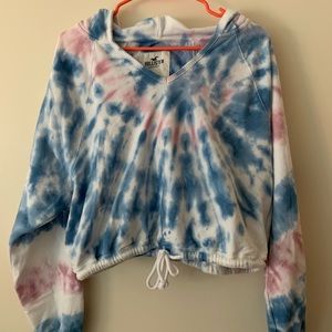 Women’s Cropped Tie Dye Hollister Hoodie (Large)